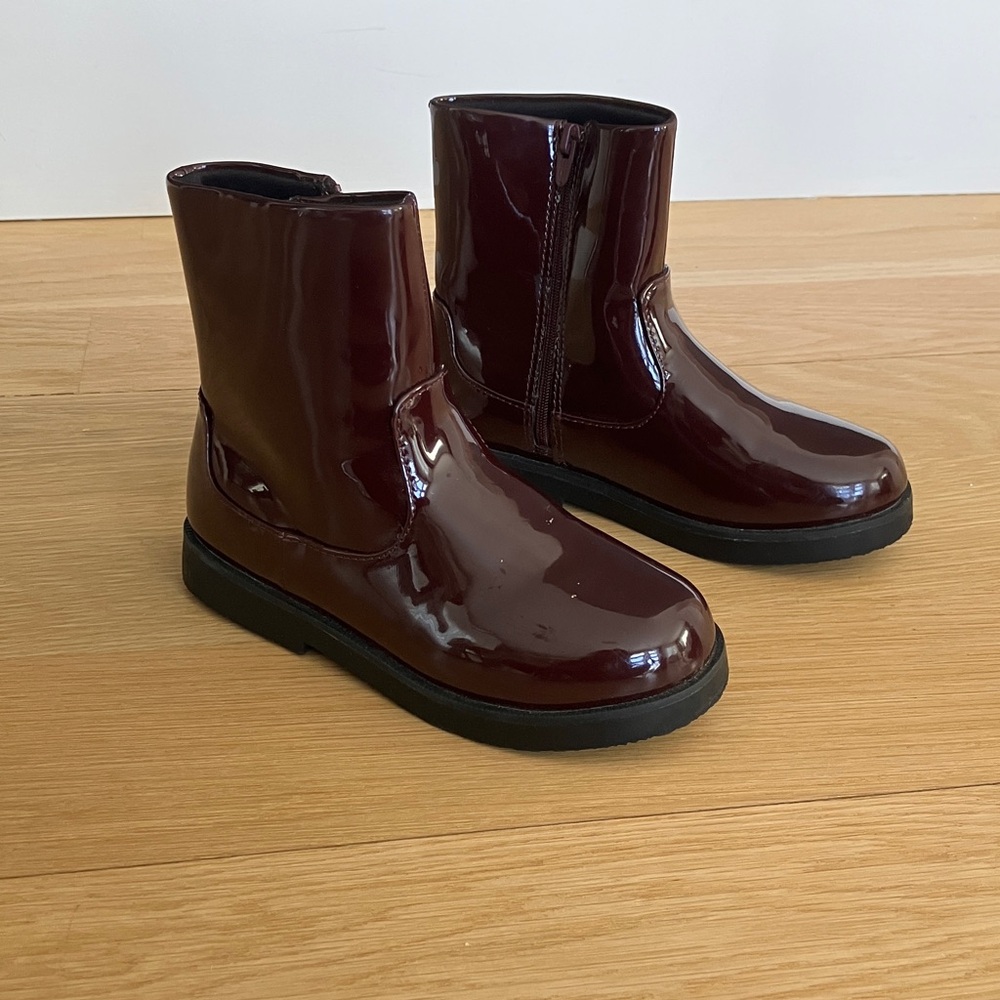 Zara Kids Glossy Burgundy Boots